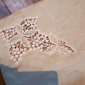 Beige Lace Embroidered Fabric